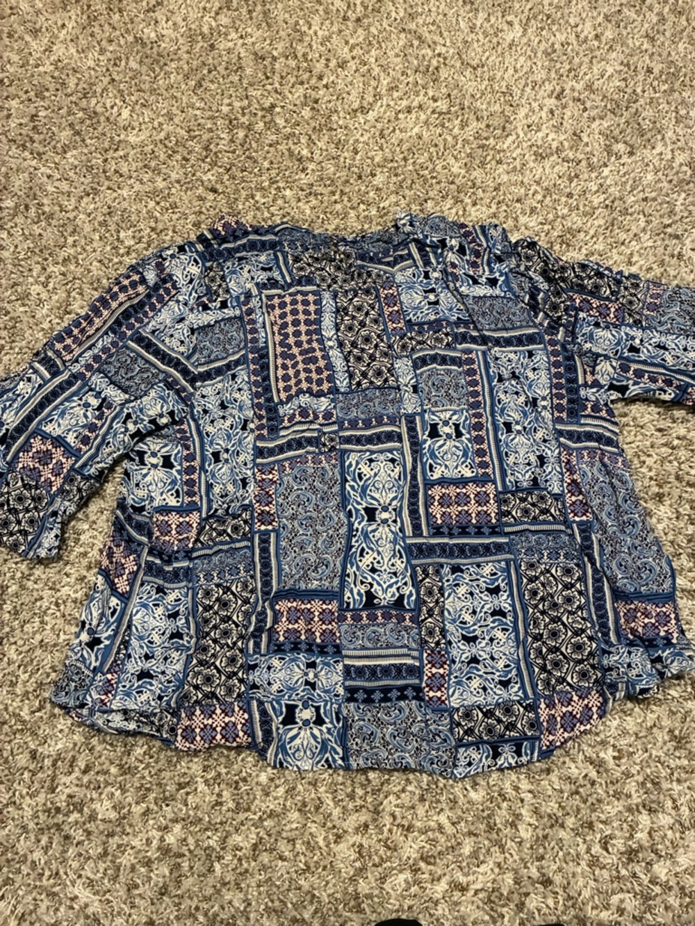 Cato Blue Relaxed Blouse with Short Sleeves - Picture 2 of 2